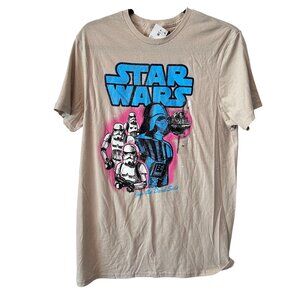 Star Wars Join The Dark Side T-Shirt NWT Beige Darth Vader Stormtrooper Graphic